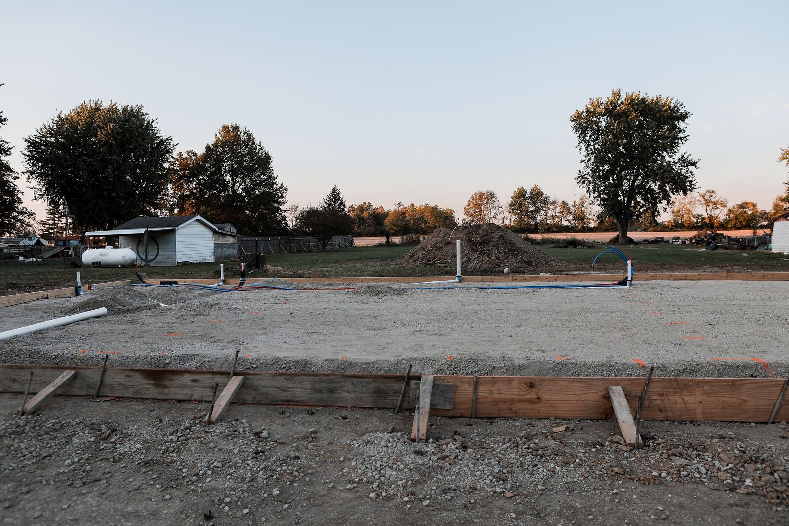 Footing forms set for a new design-build home in the Indianapolis area